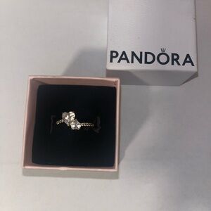 Pandora Gold Ring with Clear Stone